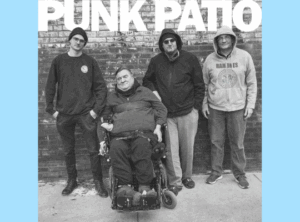 Steve and friends recreating the Ramones album cover for their trivia team called Punk Patio.