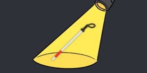 White cane in spotlight