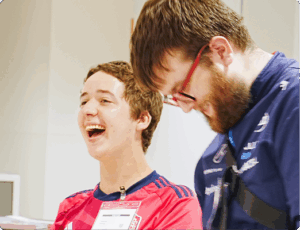 Students laughing together.