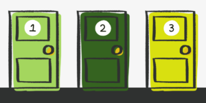Choice of three doors to open.