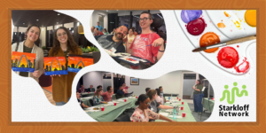 Collage of event photos, with smiles the room full of young adults across the spectrum of disability status.