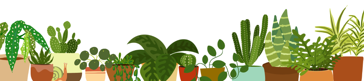 An illustrated collection of thriving houseplants.