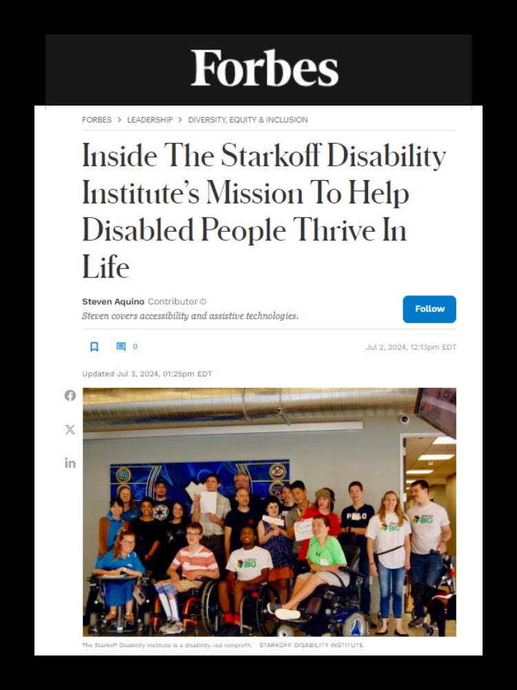 Forbes screenshot: Inside the Starkloff Disability Institute's Mission to Help Disabled People Thrive in Life, smiling Dream Big students.